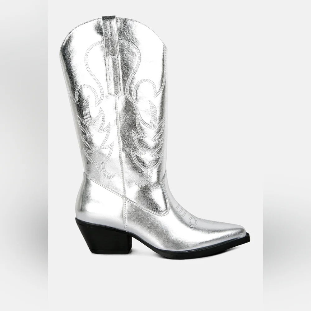 London Rag Silver Ponsies Boots - Picture 2 of 6